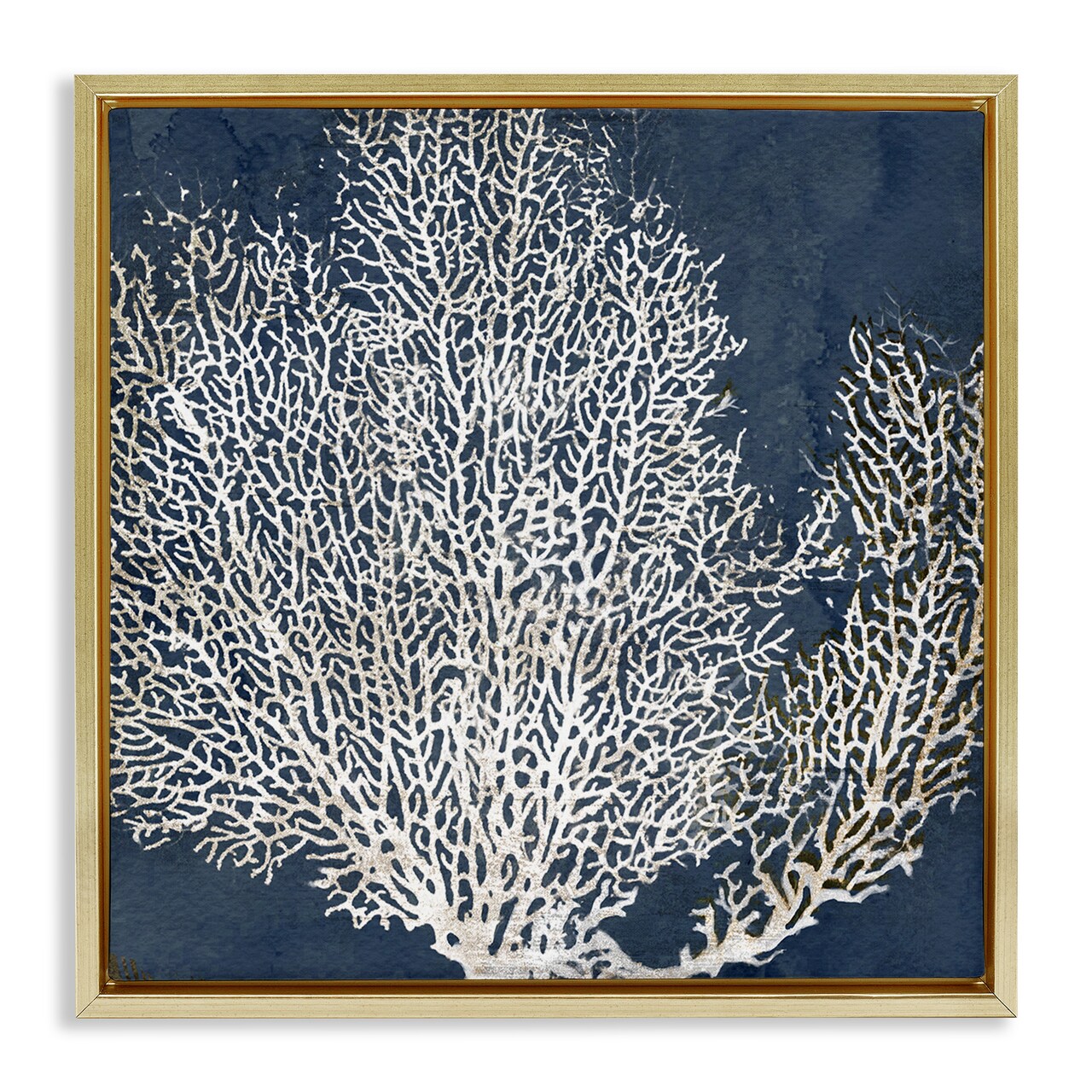 Stupell Industries Sea Coral Ocean Life Silhouette Framed Floater Canvas Wall Art